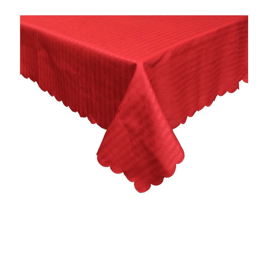 Tablecloth Jacquard Narrow Stripes Red 150 x 270 cm