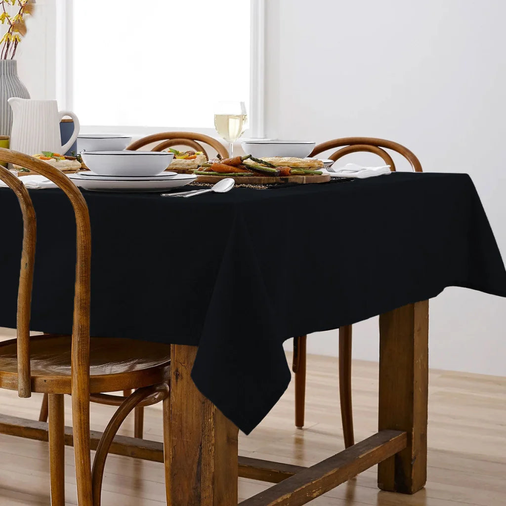 Tablecloth Ladelle Base Black Look 100% Cotton 150 x 300 cm