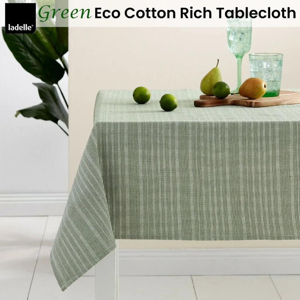 Tablecloth Ladelle Eco Cotton Rich 150x300 cm - Green