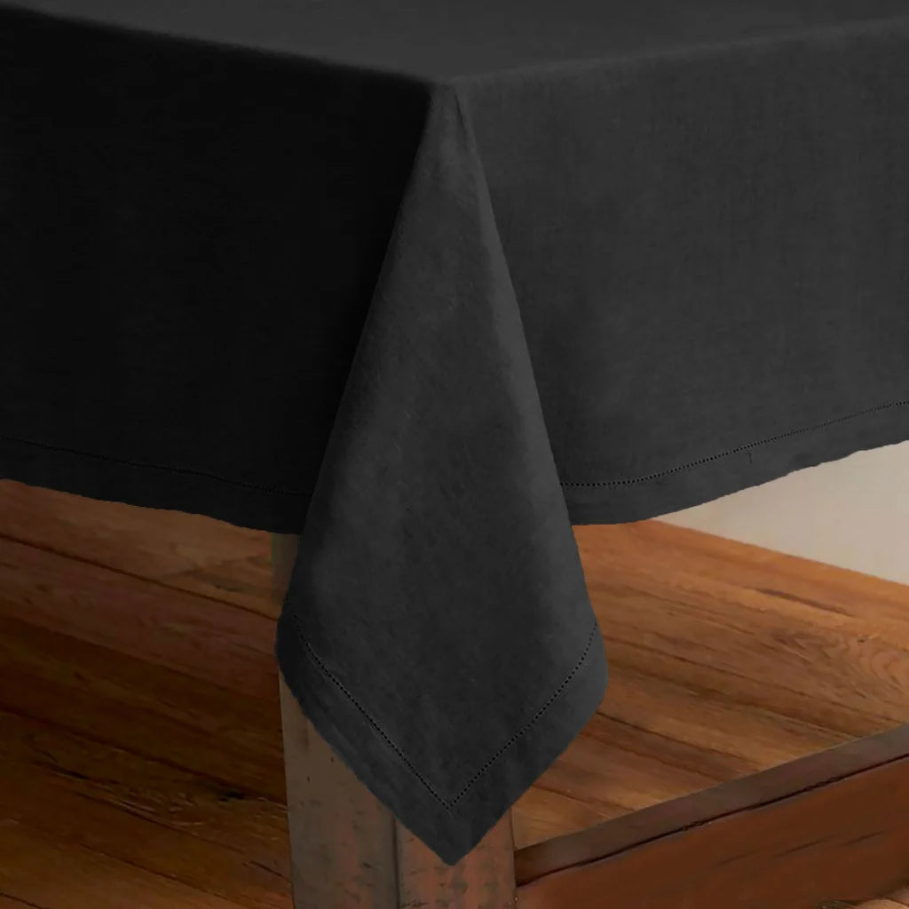 Tablecloth Rans Pure Cotton Hemstitch 150x230cm - Black