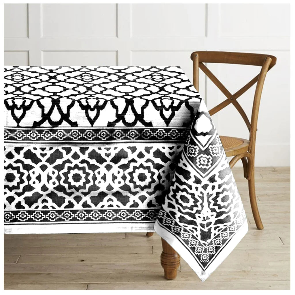 Tablecloth Rans Pure Cotton Vintage 150x360cm + 4cm - Black