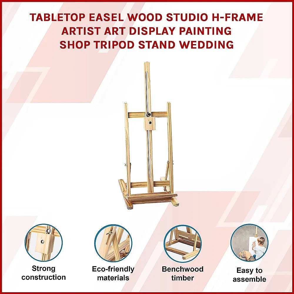 Tabletop Easel Wood Studio H-Frame Artist Art Display