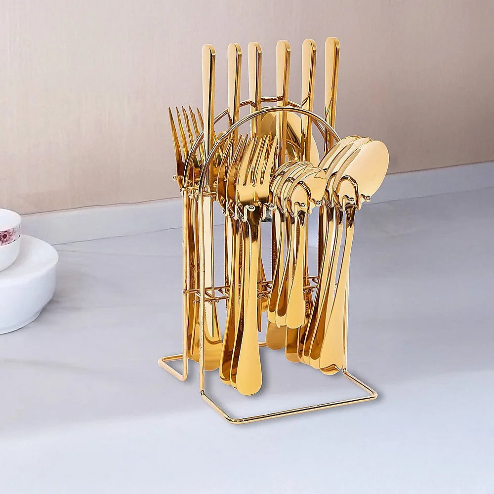 Tableware 24PC Gold Cutlery Set SS304 Household Knife Fork