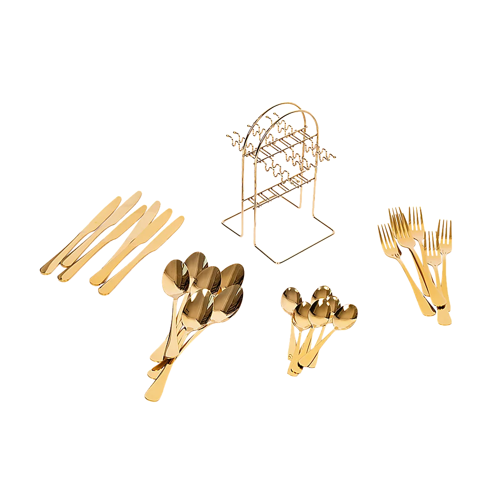 Tableware 24PC Gold Cutlery Set SS304 Household Knife Fork