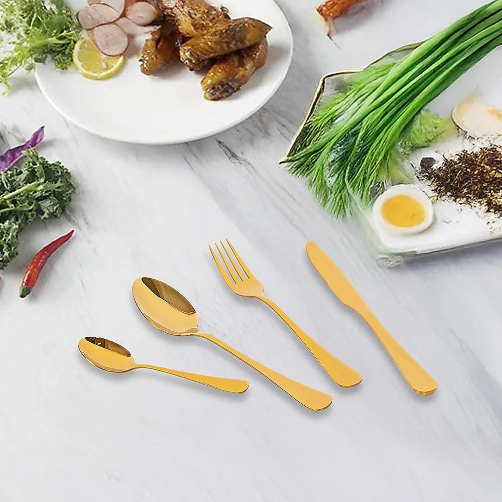Tableware 24PC Gold Cutlery Set SS304 Household Knife Fork
