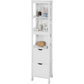 Tall cabinet standing with shelves and cupboard storage layout