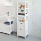 Tall Cabinet with Standing Shelves and Drawers Freestanding