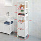 Tall cabinet standing with doors and organised storage compartments