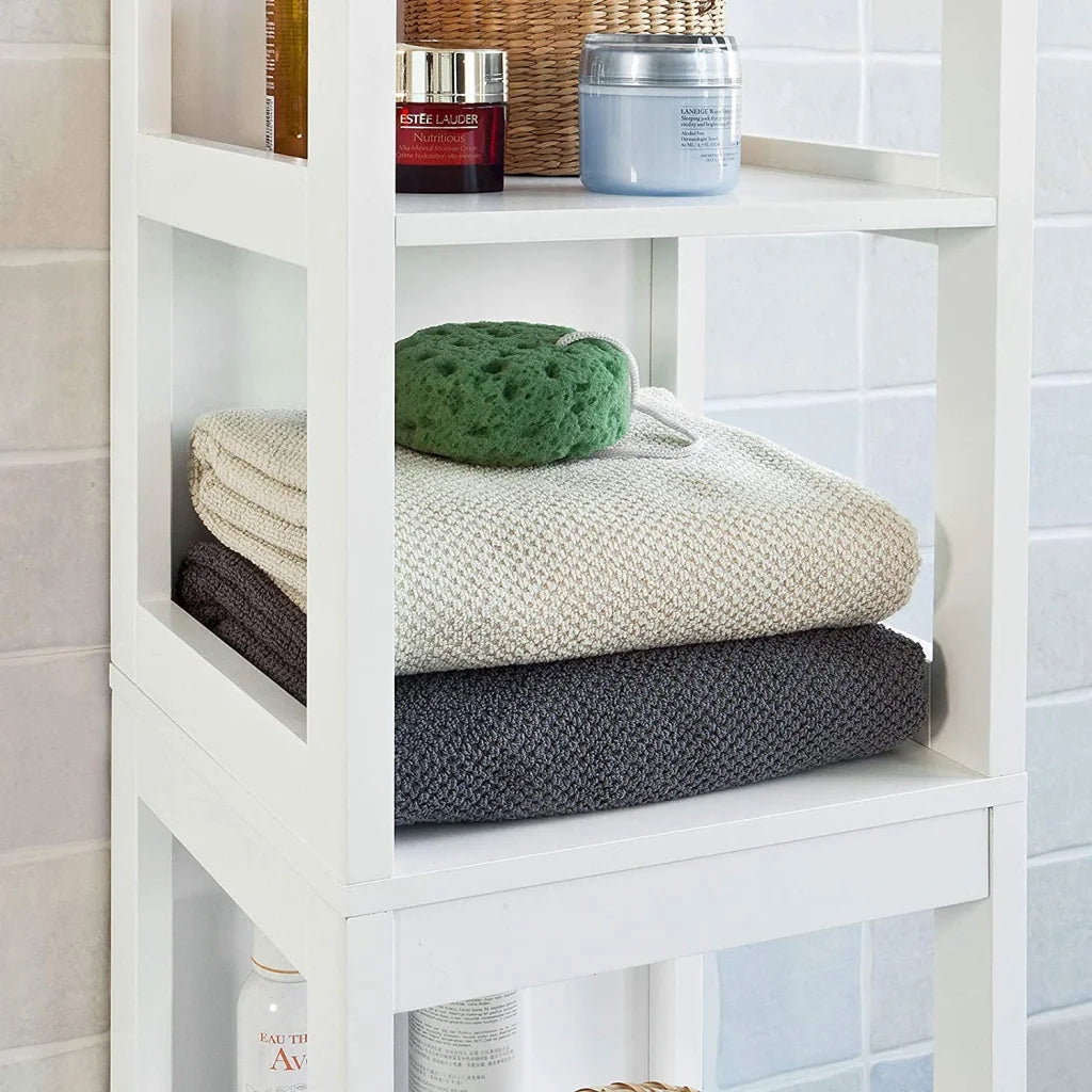 Tall cabinet standing with drawer storage and cupboard doors