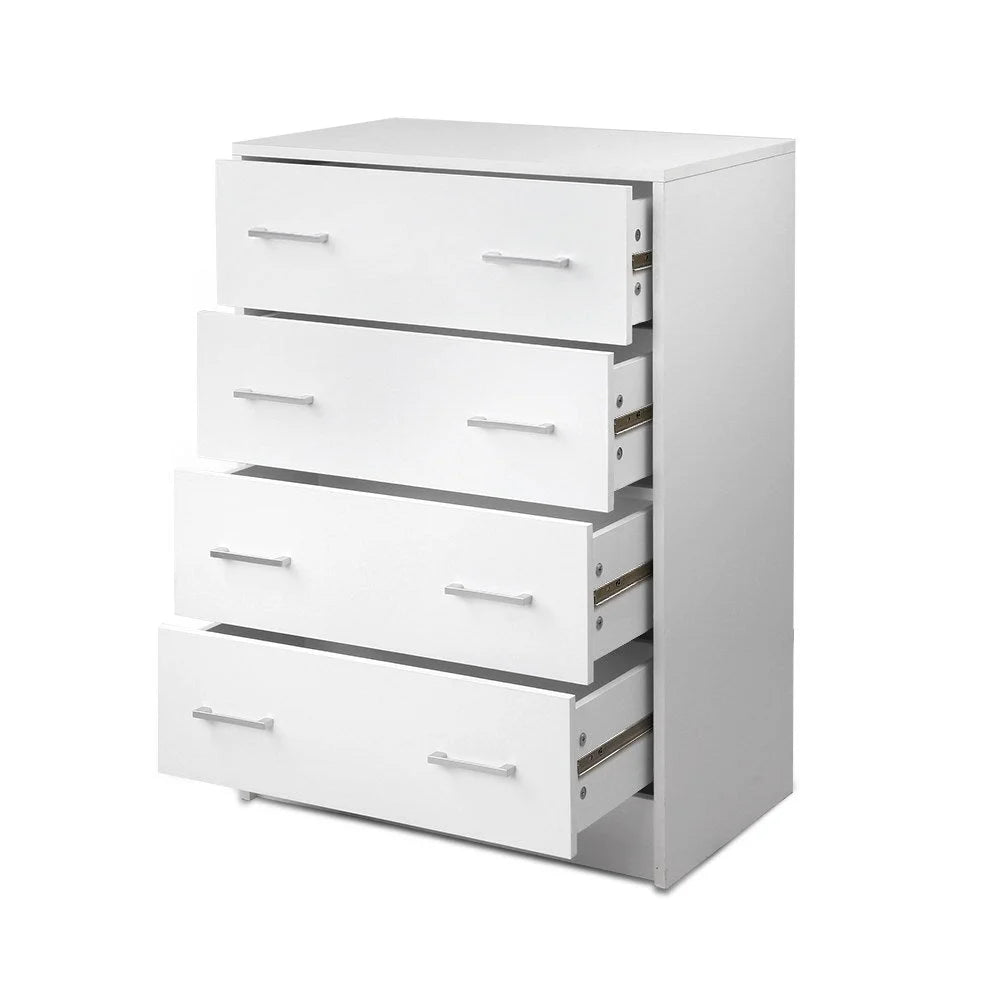 Tallboy Storage Cabinet 4 Drawer White living room 190