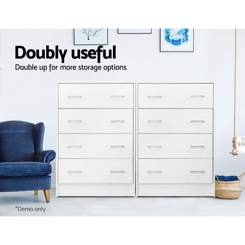 Tallboy Storage Cabinet 4 Drawer White living room 653