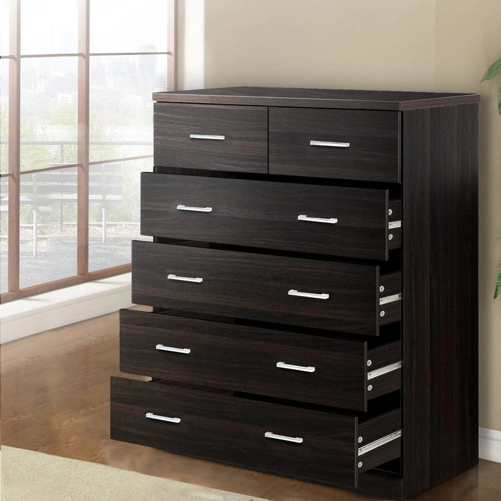 Tallboy Storage Cabinet 6-Drawer Walnut - Bedroom