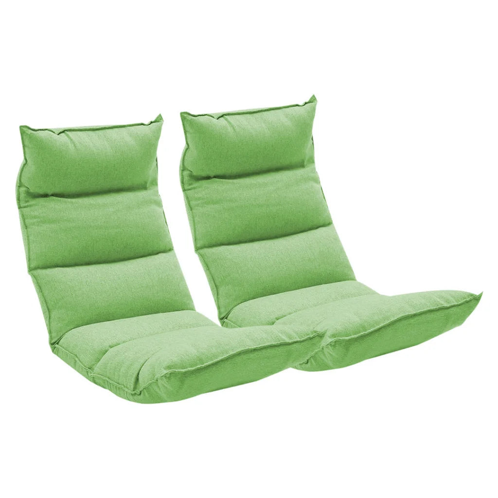Tatami Floor Sofa Bed 2X Foldable Meditation Lounge Chair Recliner Lazy Couch Green