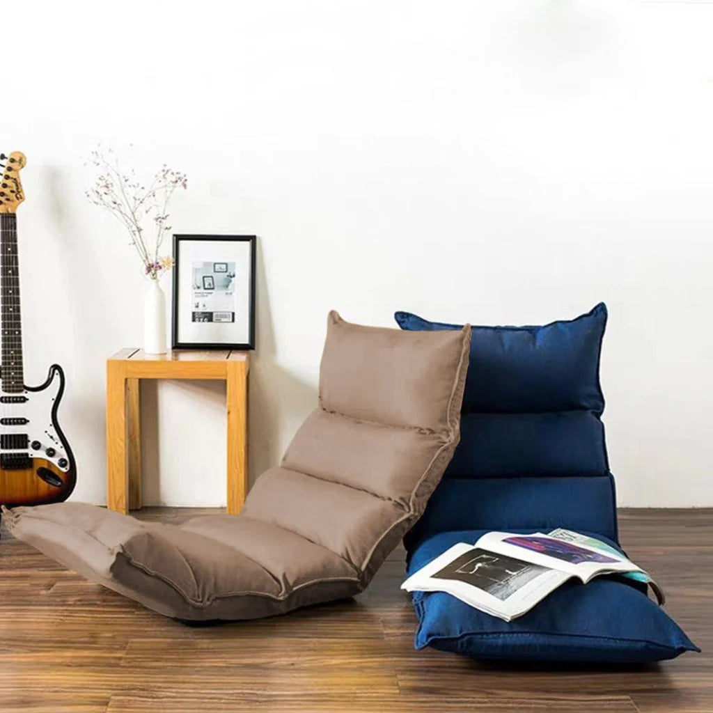 Tatami Floor Sofa Bed 2X Foldable Meditation Lounge Chair Recliner Lazy Couch Khaki