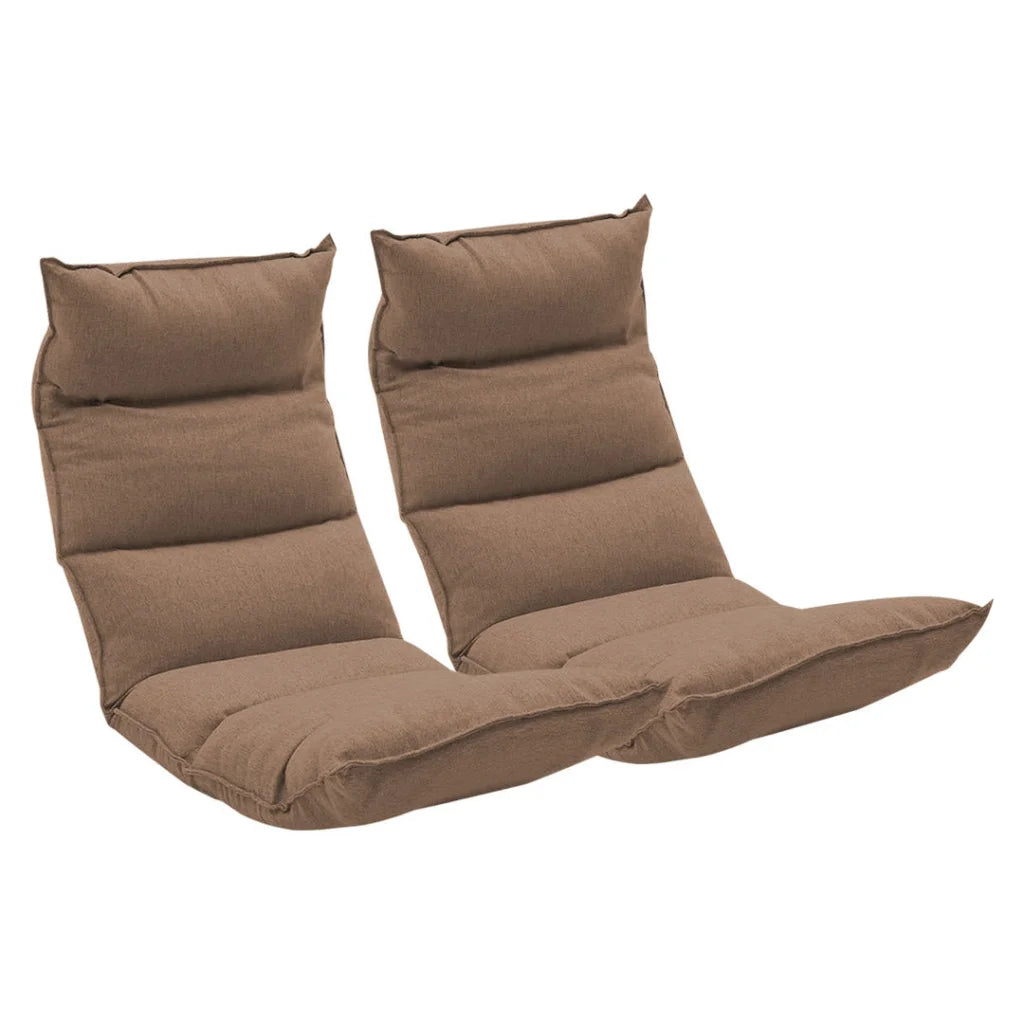 Tatami Floor Sofa Bed 2X Foldable Meditation Lounge Chair Recliner Lazy Couch Khaki