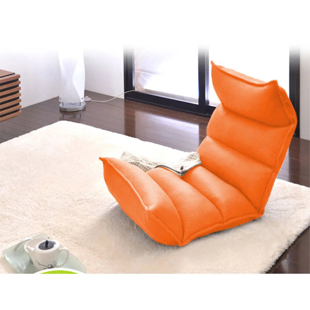 Tatami Floor Sofa Bed 2X Foldable Meditation Lounge Chair Recliner Lazy Couch Orange