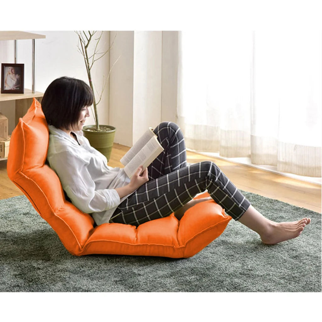 Tatami Floor Sofa Bed 2X Foldable Meditation Lounge Chair Recliner Lazy Couch Orange