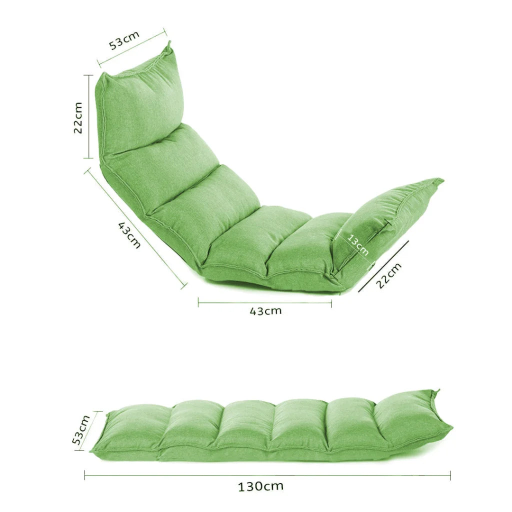 Tatami Floor Sofa Bed 4X Foldable Meditation Lounge Chair Recliner Lazy Couch Green