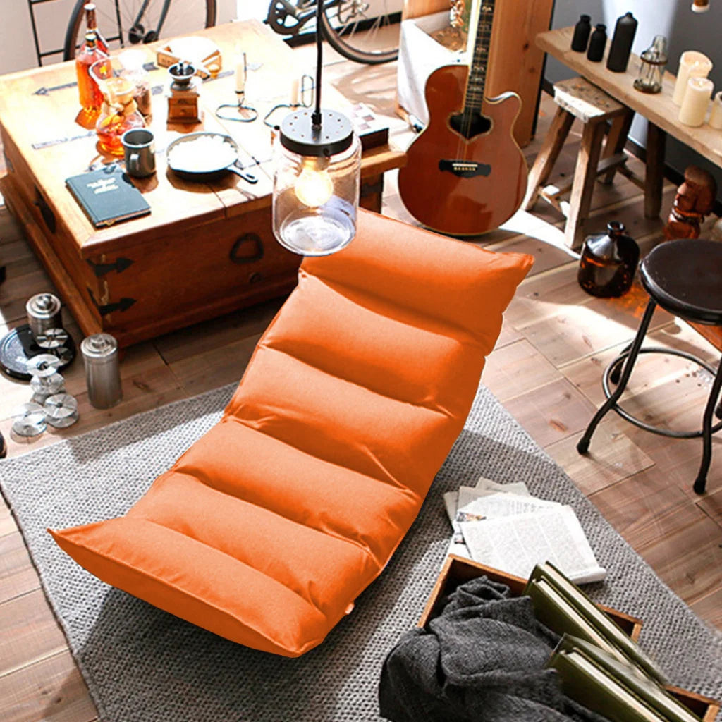 Tatami Floor Sofa Bed 4X Foldable Meditation Lounge Chair Recliner Lazy Couch Orange