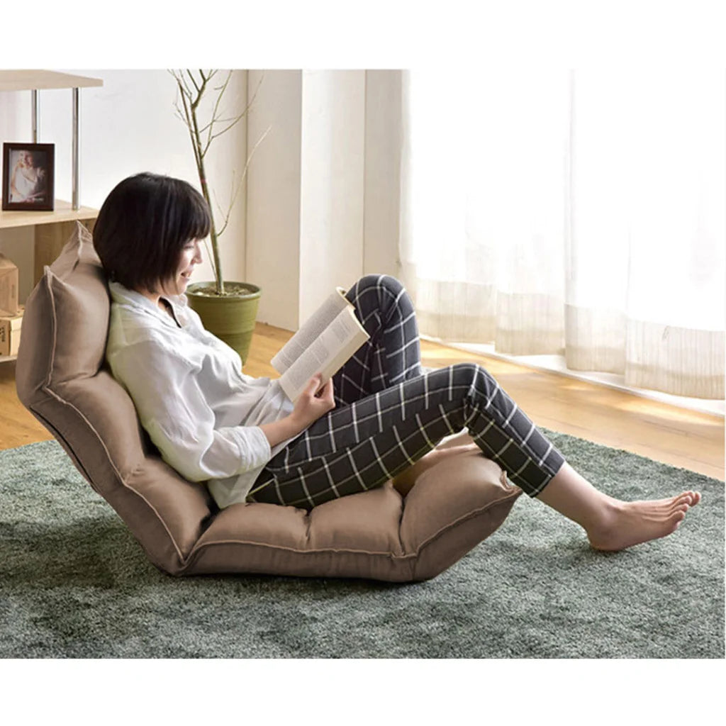 Tatami Floor Sofa Bed Foldable Meditation Lounge Chair Recliner Lazy Couch Khaki