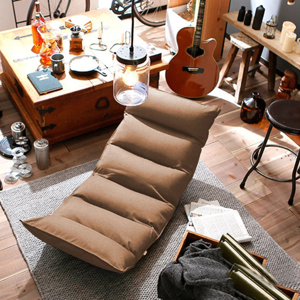 Tatami Floor Sofa Bed Foldable Meditation Lounge Chair Recliner Lazy Couch Khaki
