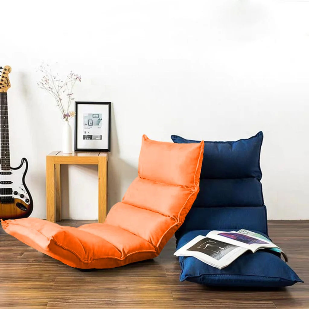 Tatami Floor Sofa Bed Foldable Meditation Lounge Chair Recliner Lazy Couch Orange