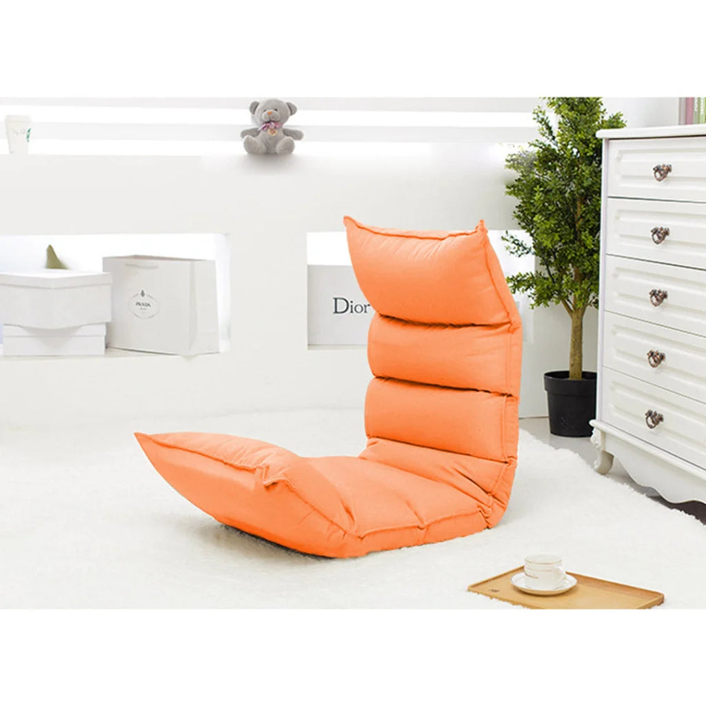 Tatami Floor Sofa Bed Foldable Meditation Lounge Chair Recliner Lazy Couch Orange