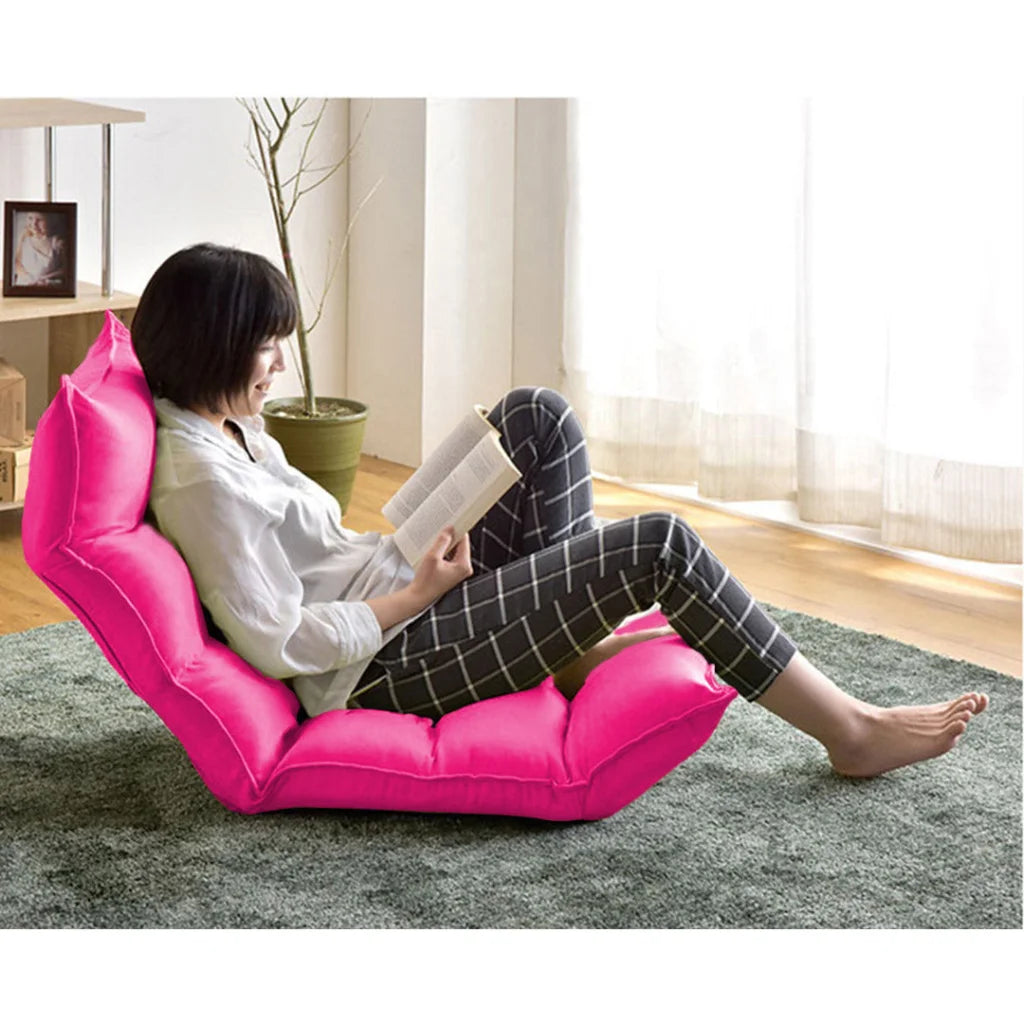 Tatami Floor Sofa Bed Foldable Meditation Lounge Chair Recliner Lazy Couch Pink