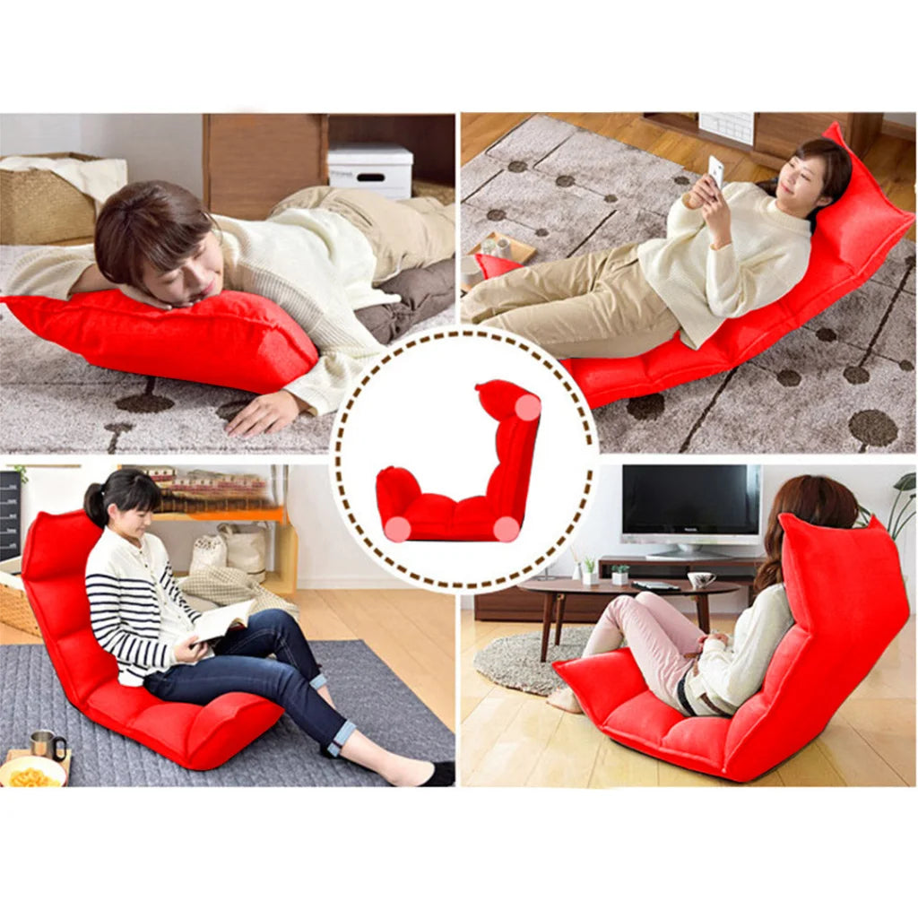 Tatami Floor Sofa Bed Foldable Meditation Lounge Chair Recliner Lazy Couch Red