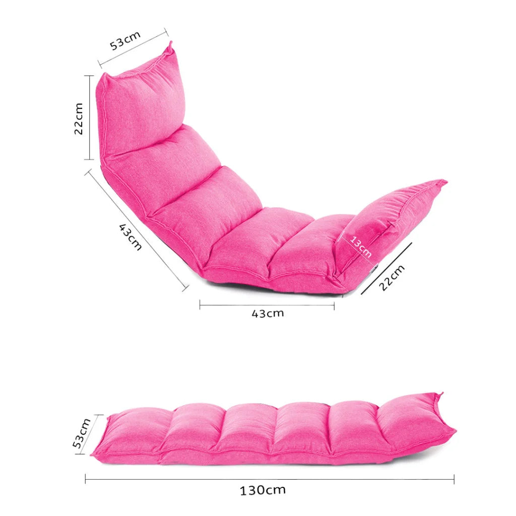 Tatami Floor Sofa Bed Set of 4 Premium Foldable Meditation Lounge Chair Recliner Lazy Couch - Pink