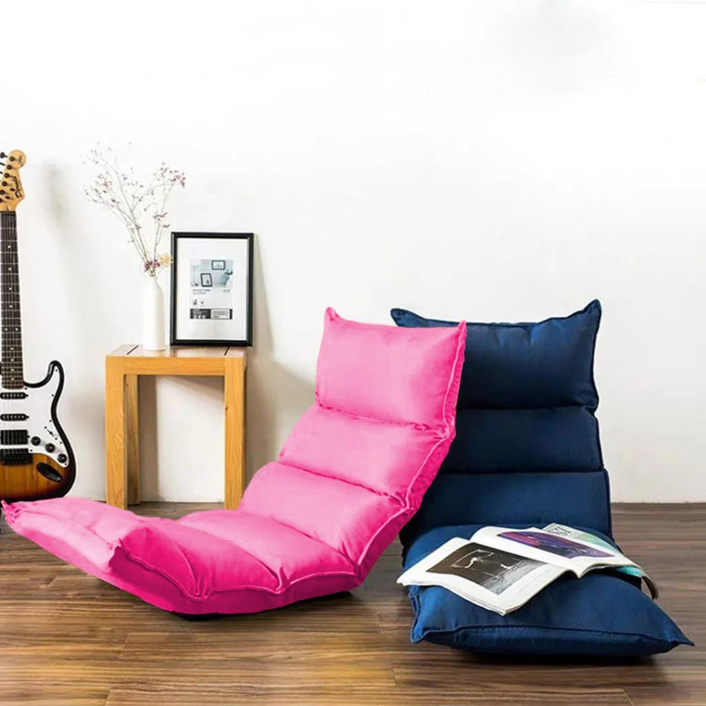 Tatami Floor Sofa Bed Set of 4 Premium Foldable Meditation Lounge Chair Recliner Lazy Couch - Pink