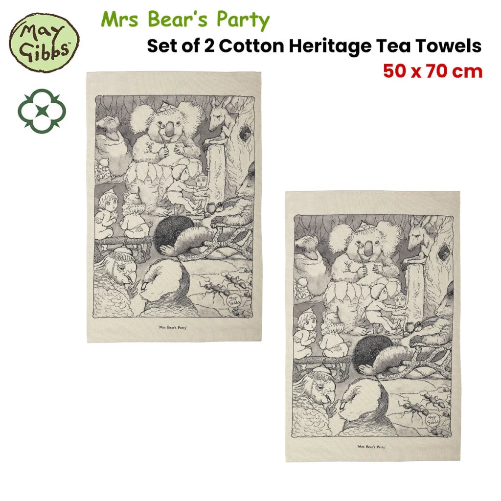 Tea Towels May Gibbs Mrs Bear’s Party Cotton Heritage Set