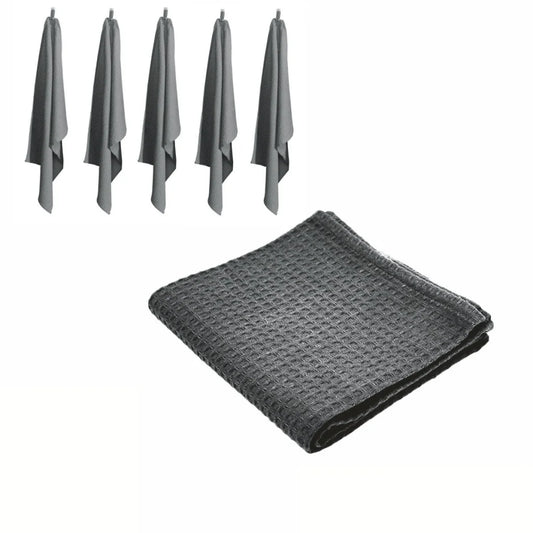 Tea Towels Rans Set of 6 Cotton Waffle 50x70cm - Charcoal