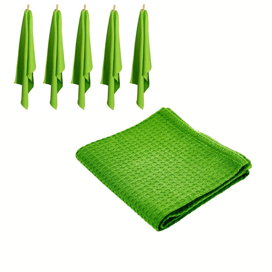 Tea Towels Rans Set of 6 Cotton Waffle 50x70cm - Lime Green