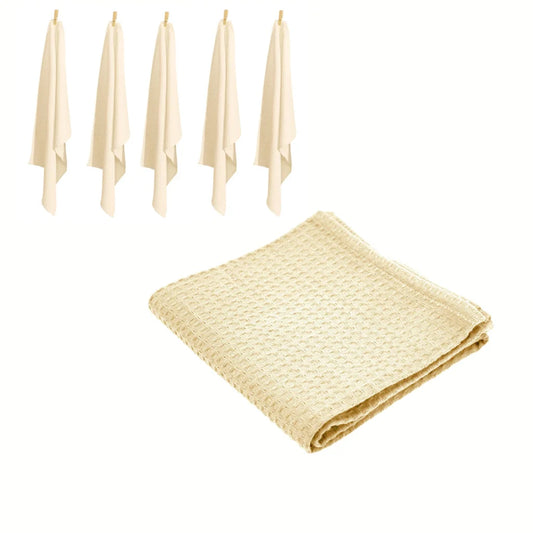 Tea Towels Rans Set of 6 Cotton Waffle 50x70cm - Natural