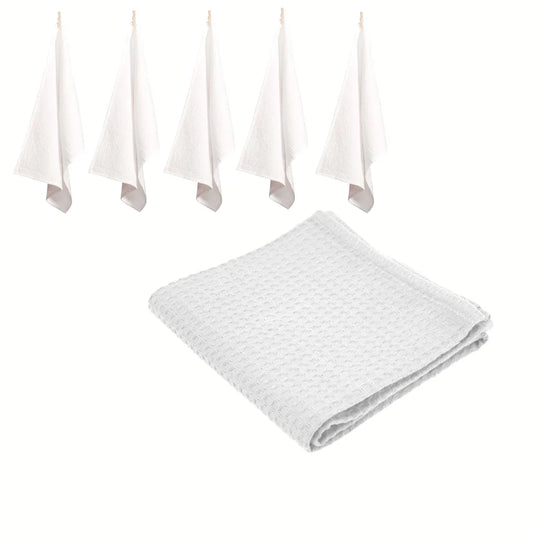 Tea Towels Rans Set of 6 Cotton Waffle 50x70cm - White