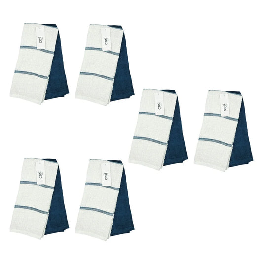 Tea Towels Set of 12 Rosa Navy Cotton Rich Terry - Home &