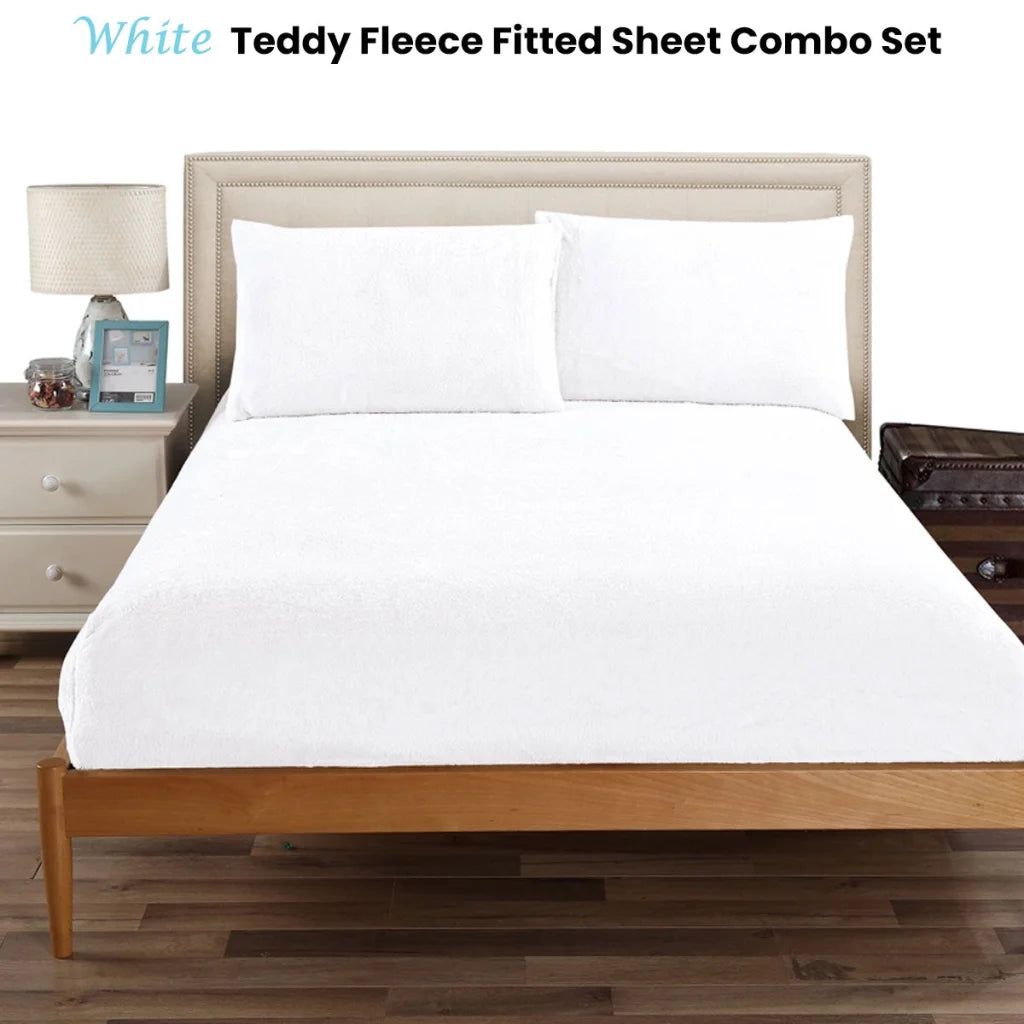 Teddy Fleece Fitted Sheet Combo Set Ramesses - White Queen