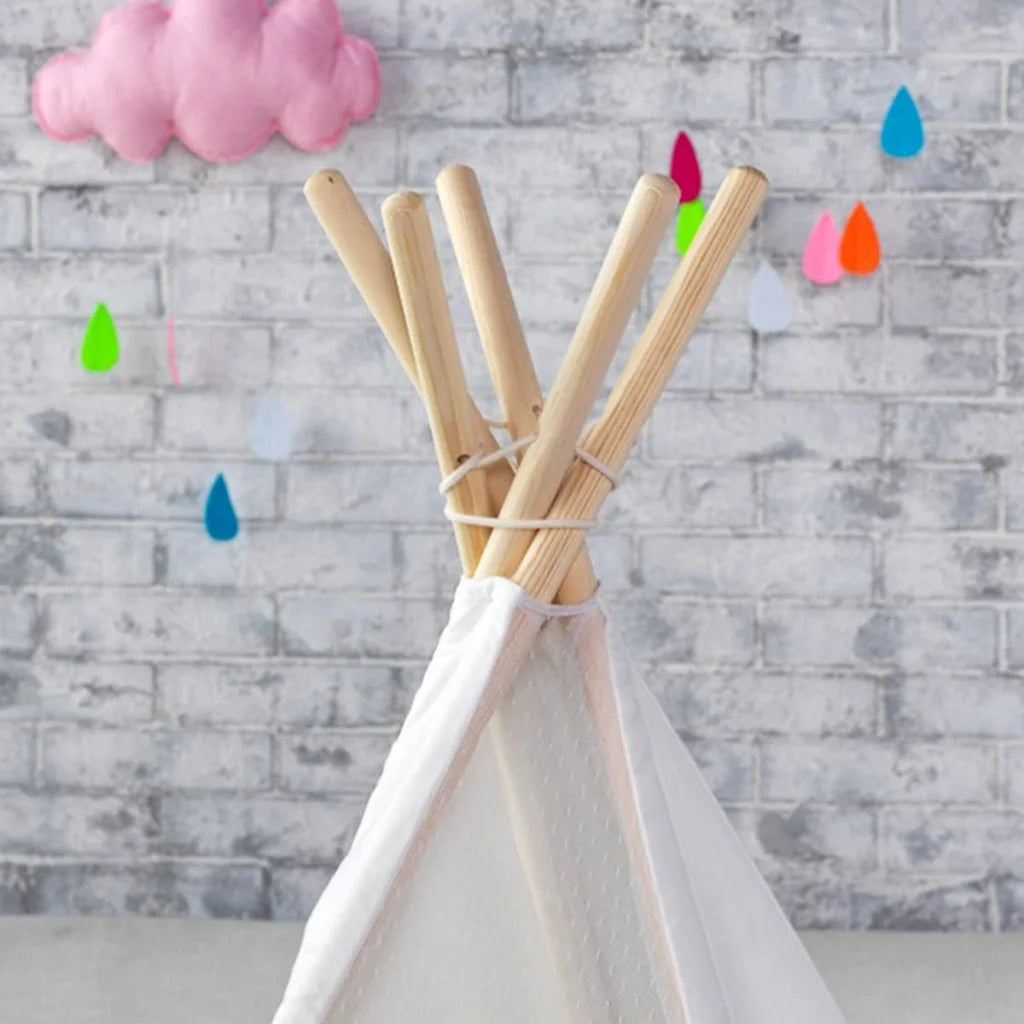 Teepee Tent 5-Poles Giant Kids Play Tent - Natural Canvas