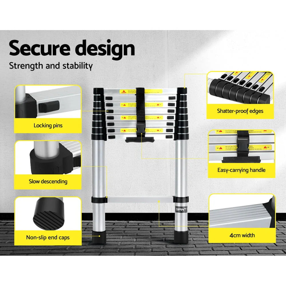 Aluminium Telescopic Ladder 2 6m Extension Adjustable Height Extendable Steps