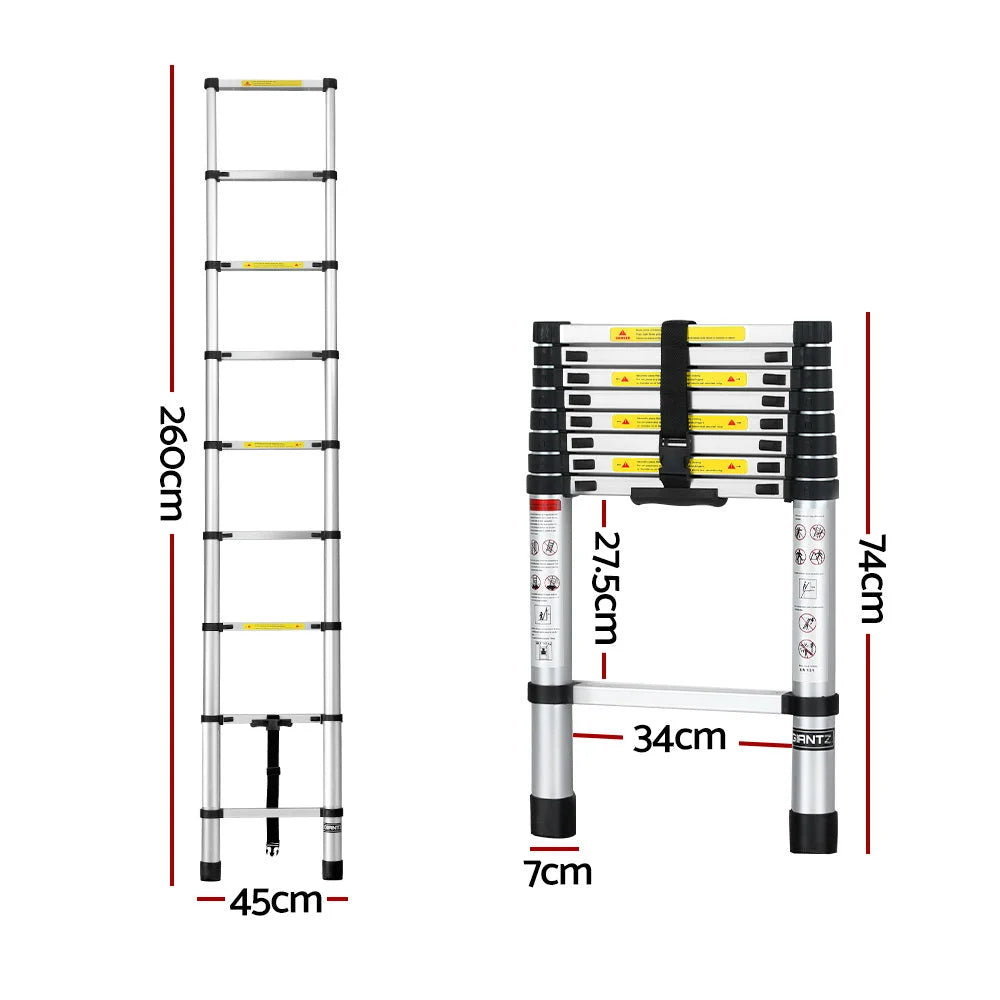 Telescopic Ladder 2 6M Aluminium Extension