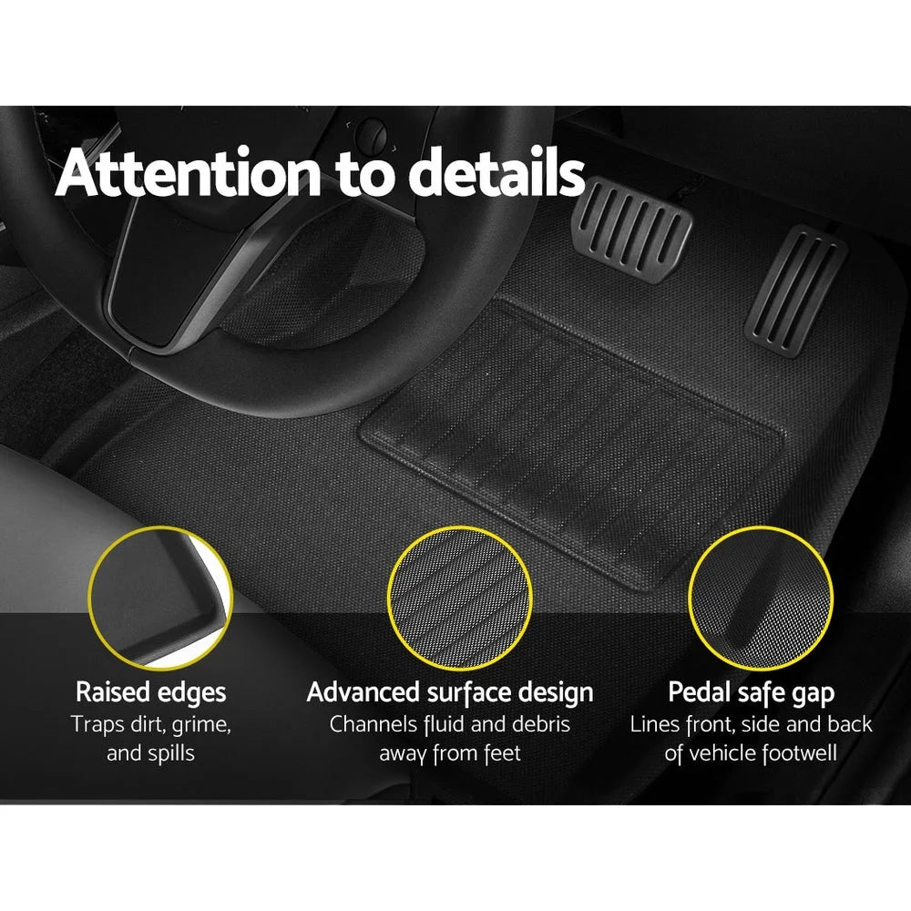 Tesla Model 3 Car Rubber Floor Mats Front & Rear 2021-2022