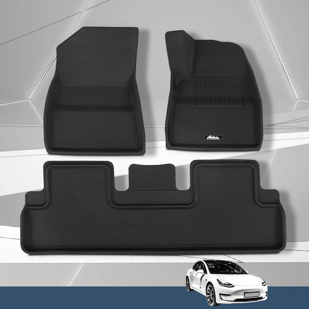 Tesla Model 3 Car Rubber Floor Mats Front & Rear 2021-2022
