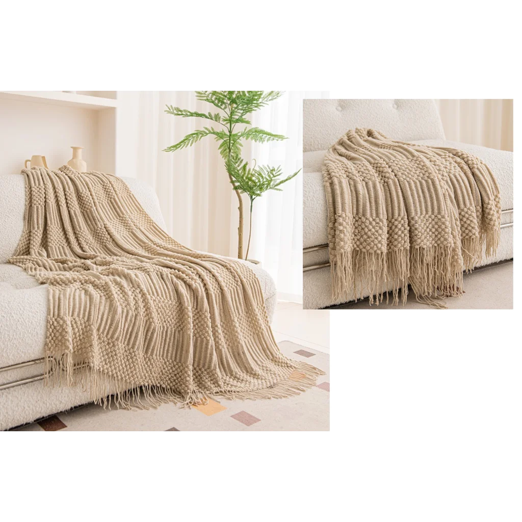 Tessa Throw Rug Blanket - Brown - Furniture > Sofas > Sofa