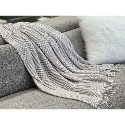 Tessa Throw Rug Blanket - Grey - Furniture > Sofas > Sofa
