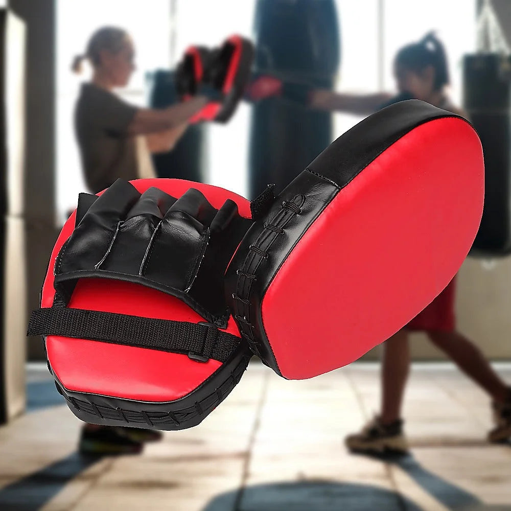Thai Boxing Punch Focus Gloves Kit Training - Red & Black