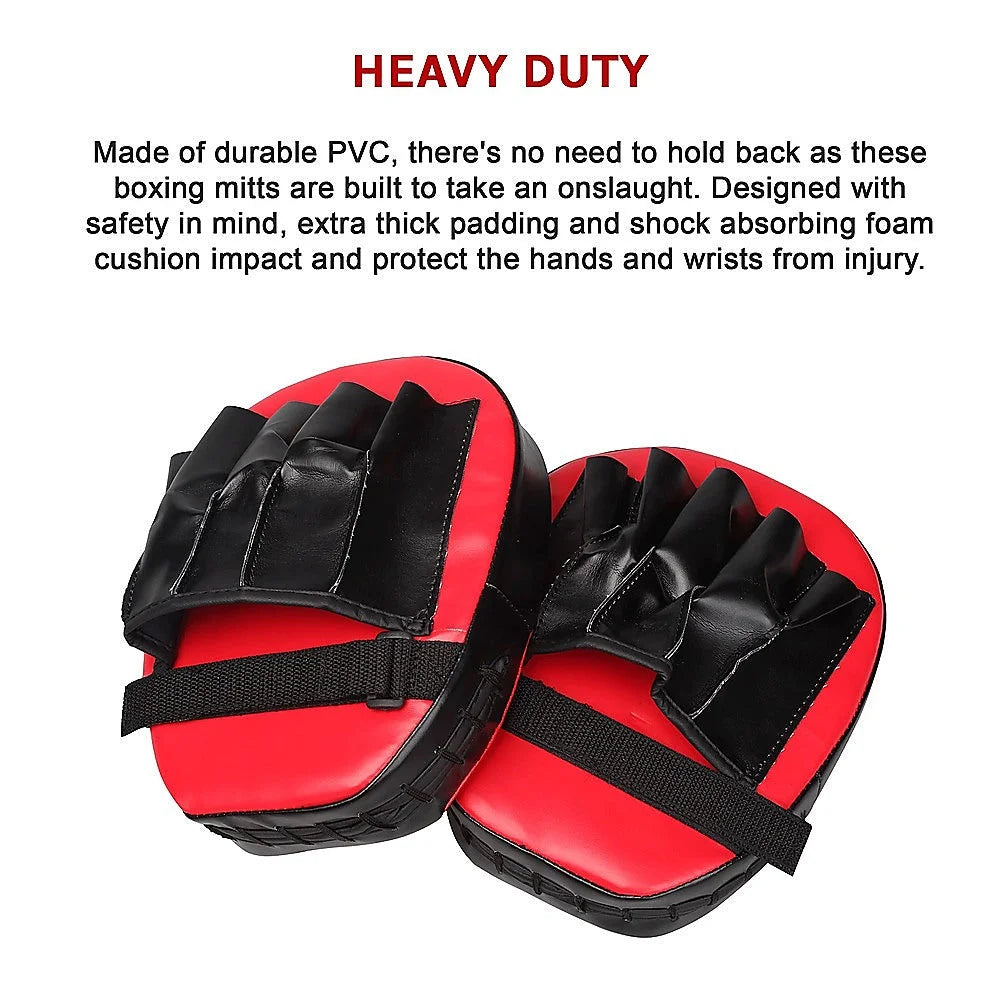 Thai Boxing Punch Focus Gloves Kit Training - Red & Black