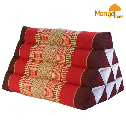 Thai Triangle Pillow Backrest Cushion Kapok Filled - Red