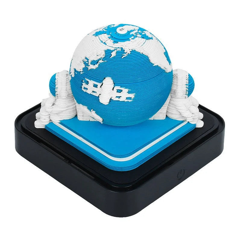 The Earth 3D Paper Sculpture Night Light with Memo Pad