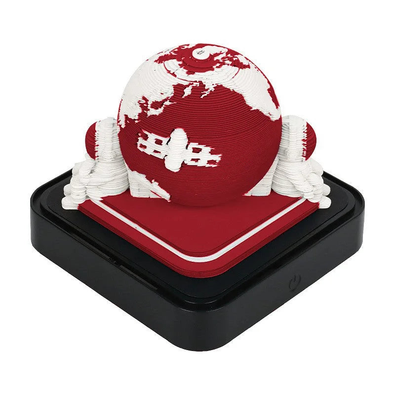 The Earth 3D Paper Sculpture Night Light with Notepad Black